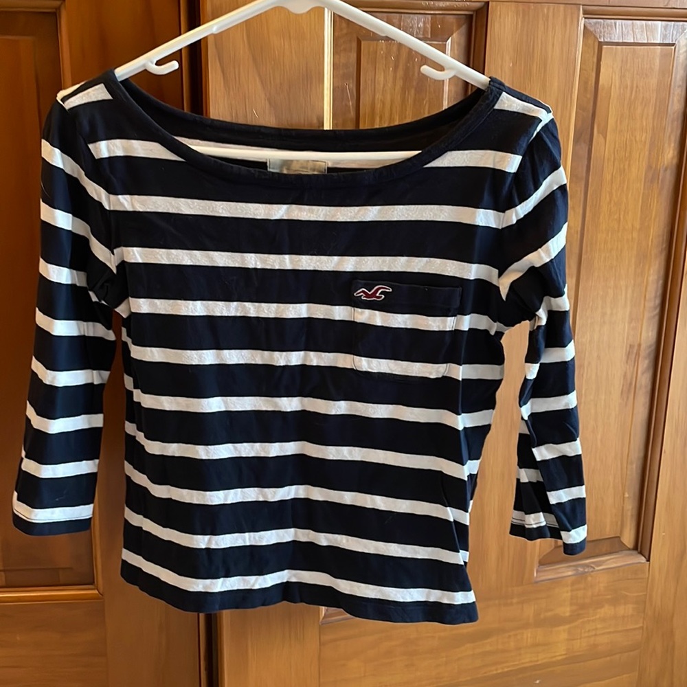 Small Hollister striped 3/4 sleeve shirt